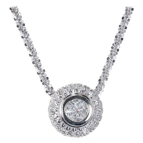 Tudor Rose Mini Icons Diamond Chain White Gold Pendant